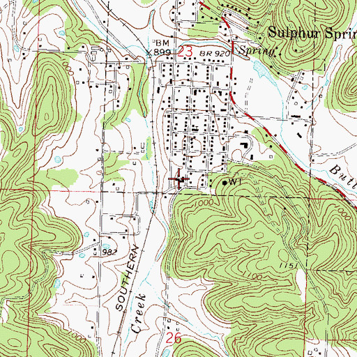 Topographic Map of Sulphur Springs Police Department, AR