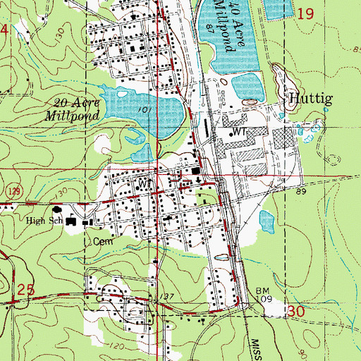 Topographic Map of Huttig Ambulance Department, AR