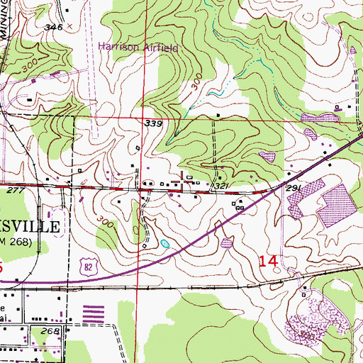 Topographic Map of Lafayette County Ambulance Service, AR