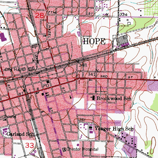 Topographic Map of Pafford Emergency Medical Services Hope, AR