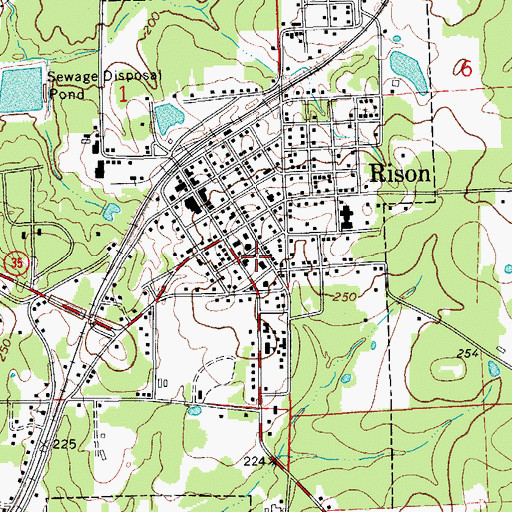 Topographic Map of Cleveland County Ambulance, AR