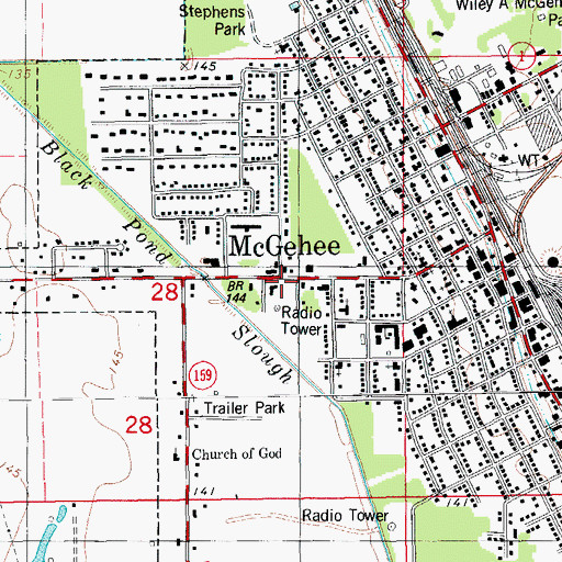 Topographic Map of McGehee Fire Department Ambulance, AR