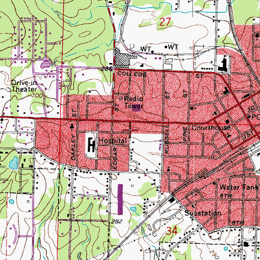 Topographic Map of Emergency Ambulance Service Fordyce, AR