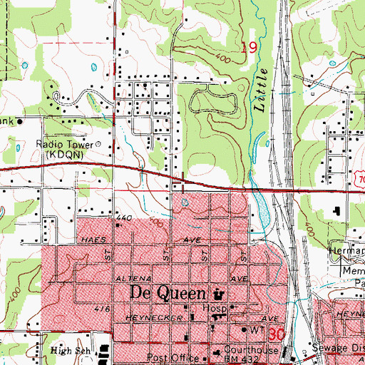 Topographic Map of Southwest Emergency Medical Service DeQueen, AR