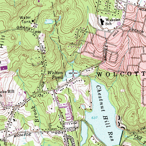 Topographic Map of Welton Pond, CT