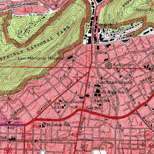 Topographic Map of Lifenet Hot Springs, AR