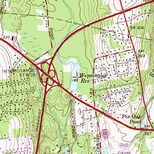 Topographic Map of Wepawaug Reservoir, CT