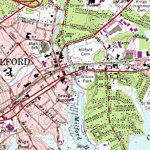 Topographic Map of Wepawaug River, CT