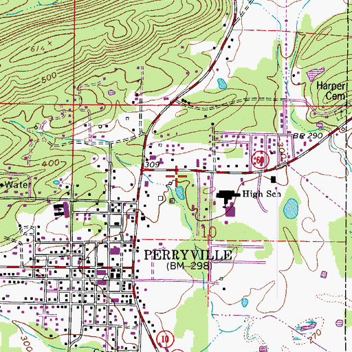 Topographic Map of Gems Ambulance Services, AR