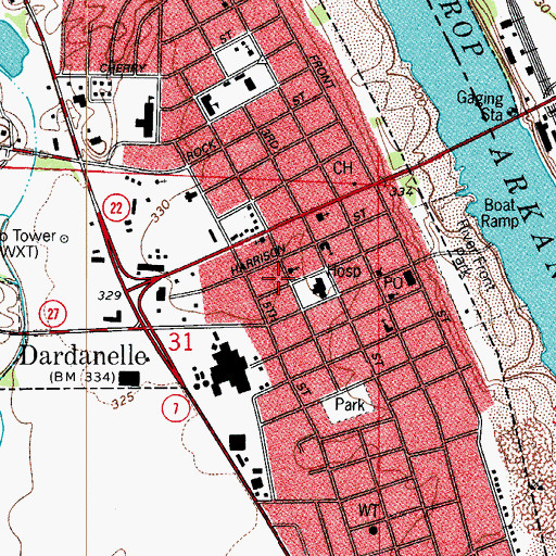 Topographic Map of Yell County Emergency Medical Services, AR