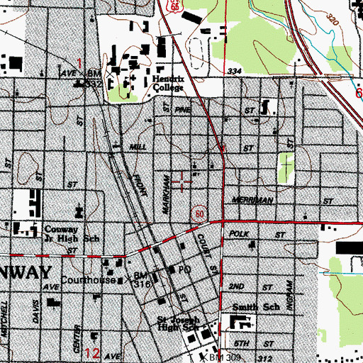 Topographic Map of Metropolitan Emergency Medical Service - Conway, AR