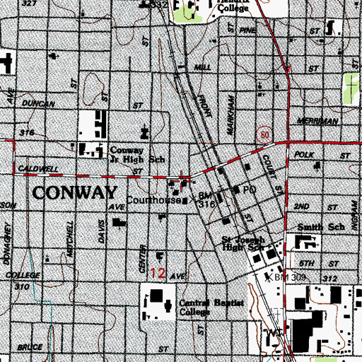 Topographic Map of Faulkner County Emergency Squad, AR