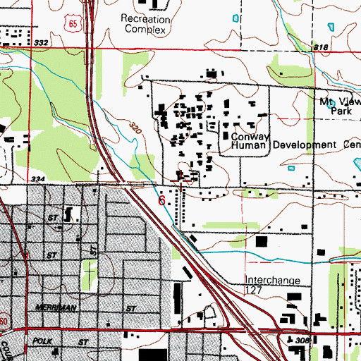 Topographic Map of Human Development Center Ambulance, AR