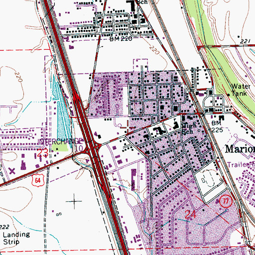 Topographic Map of Marion Emergency Medical Services, AR