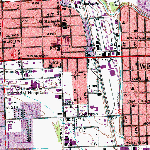 Topographic Map of Crittenden Emergency Medical Service, AR