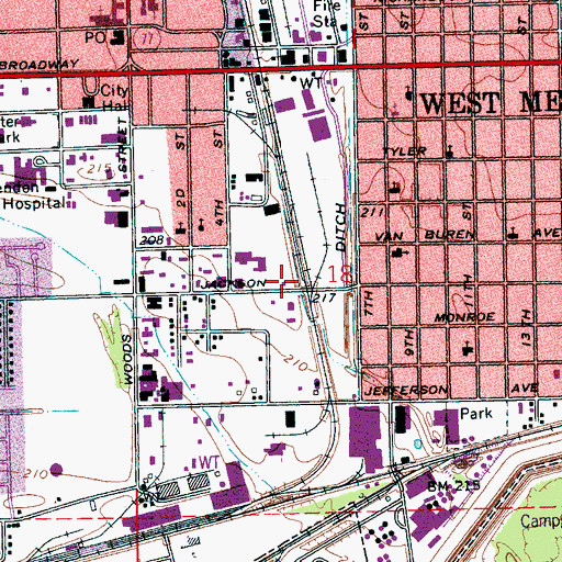 Topographic Map of Crittenden Ambulance Service, AR