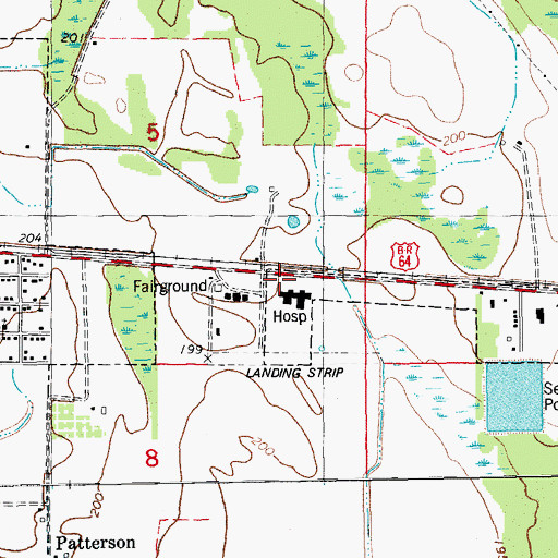 Topographic Map of Woodruff County Ambulance Service, AR