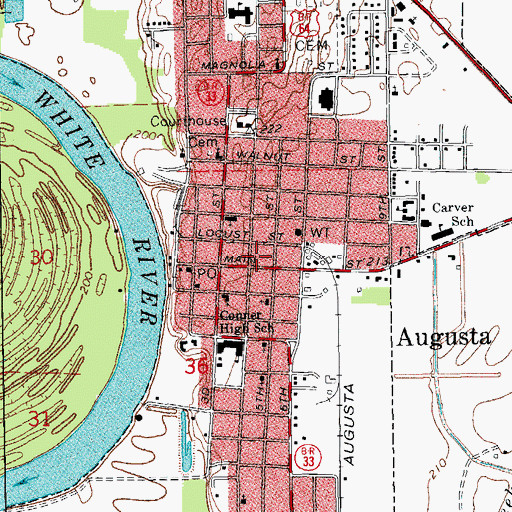 Topographic Map of Southern Paramedic Service Augusta, AR