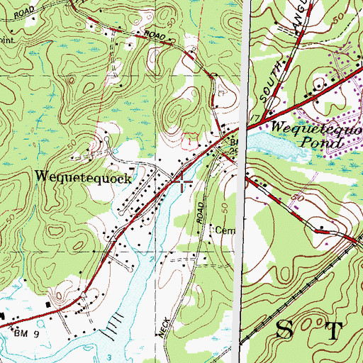Topographic Map of Wequetequock, CT