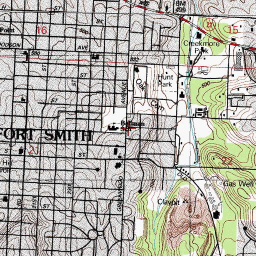 Topographic Map of Fort Smith Emergency Medical Service, AR