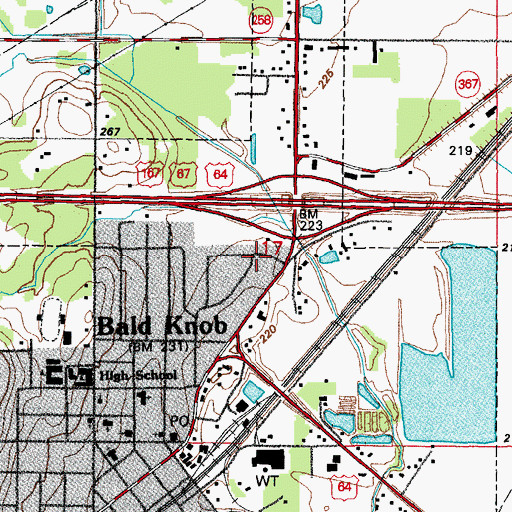 Topographic Map of Bald Knob Area Ambulance, AR