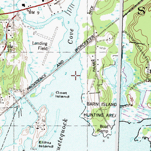 Topographic Map of Wequetequock Cove, CT