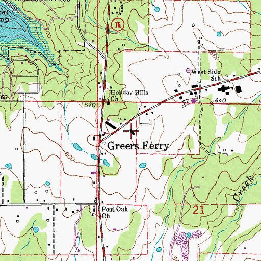 Topographic Map of Greers Ferry Ambulance, AR