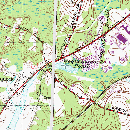 Topographic Map of Wequetequock Pond, CT