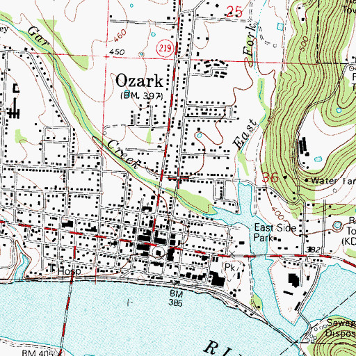 Topographic Map of Franklin County Emergency Medical Services, AR