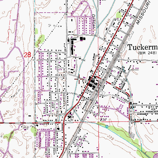 Topographic Map of Tuckerman Volunteer Fire Department Ambulance, AR