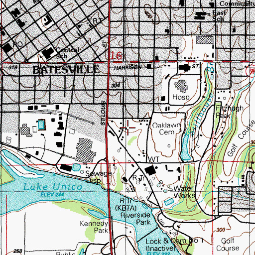 Topographic Map of Vital Link Emergency Medical Services, AR
