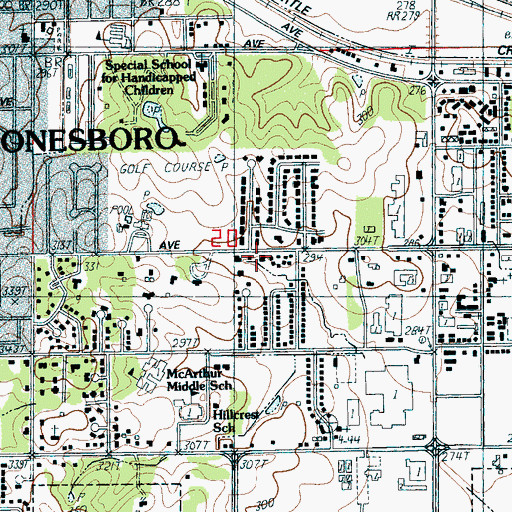 Topographic Map of Emerson Ambulance Service, AR