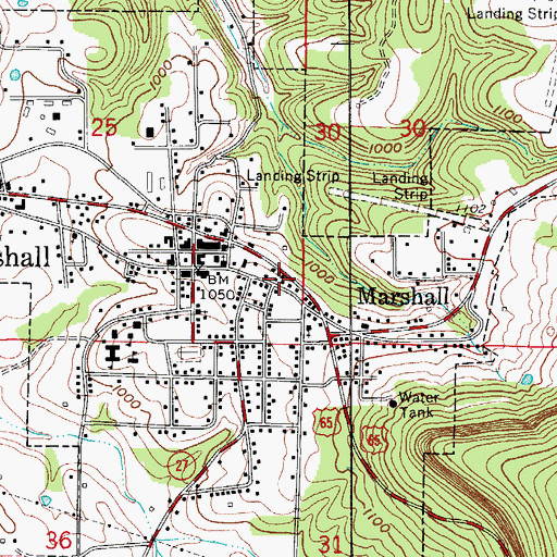 Topographic Map of Southern Paramedic Service - Marshall, AR