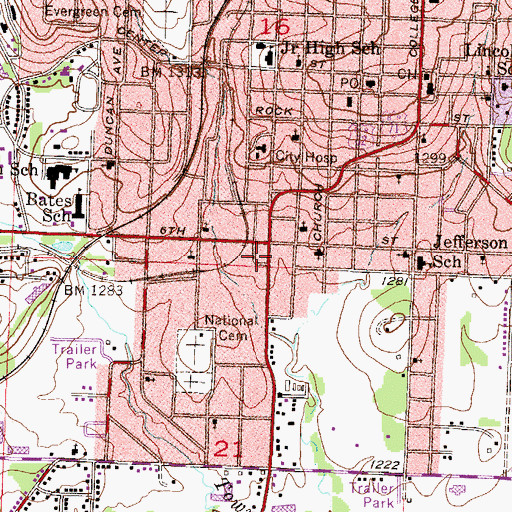 Topographic Map of Central Emergency Medical Services, AR
