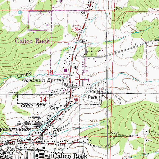 Topographic Map of Arkansas Emergency Transport Calico Rock, AR