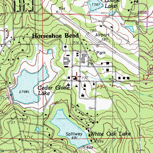 Topographic Map of Arkansas Emergency Transport Horse Shoe Bend, AR