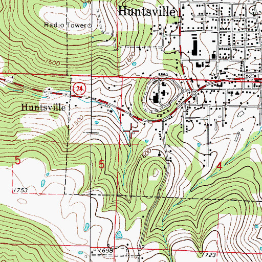 Topographic Map of Madison County Emergency Medical Service, AR
