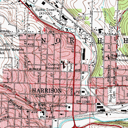 Topographic Map of Northern Arkansas Regional Medical Center Emergency Medical Service Boone County, AR