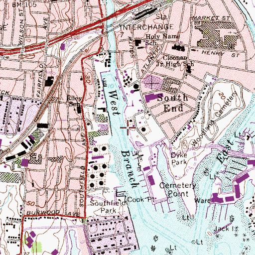 Topographic Map of West Branch, CT