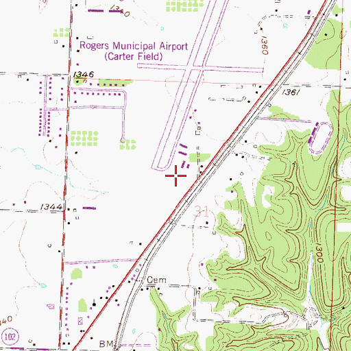 Topographic Map of Aero - Med Express, AR
