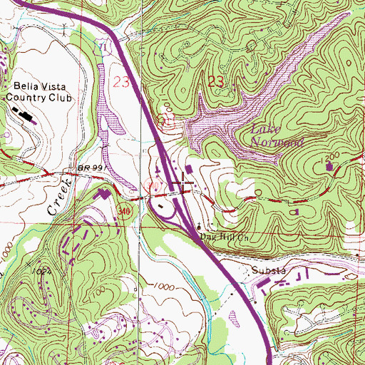 Topographic Map of Bella Vista Ambulance Service, AR