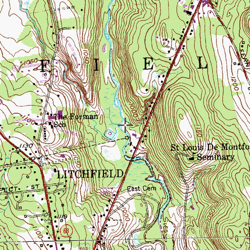 Topographic Map of West Branch Bantam River, CT