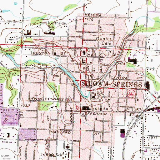 Topographic Map of Siloam Springs Advanced Life Support / Rescue Station 2, AR