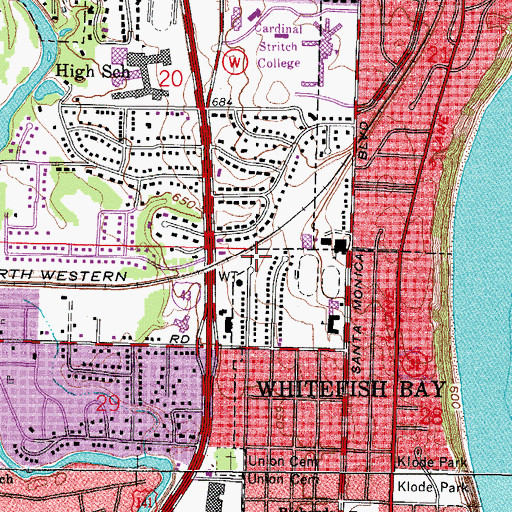 Topographic Map of Whitefish Bay Park, WI