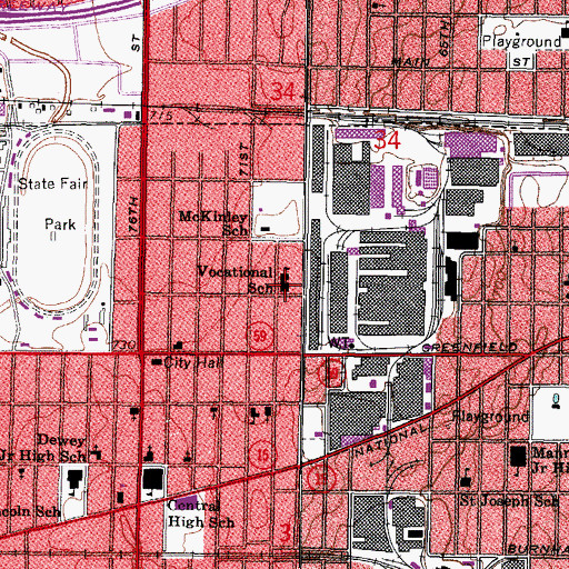 Topographic Map of Milwaukee Area Technical College-West Campus, WI