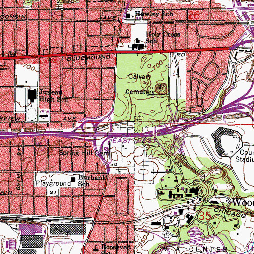 Topographic Map of Beth Hamedrosh Hagodel Cemetery, WI