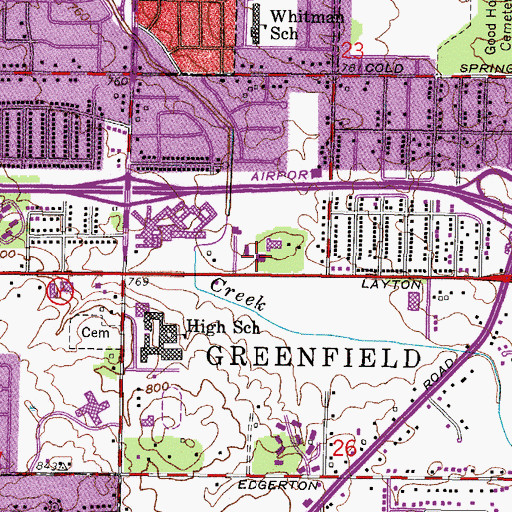 Topographic Map of Greenfield Fire Department Station 1, WI