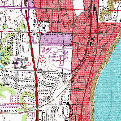 Topographic Map of Campus Center, WI