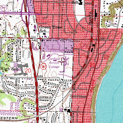 Topographic Map of Roger Bacon Hall, WI