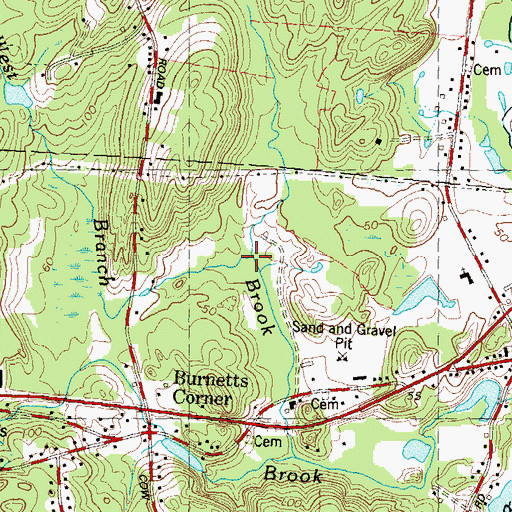 Topographic Map of West Branch Red Brook, CT
